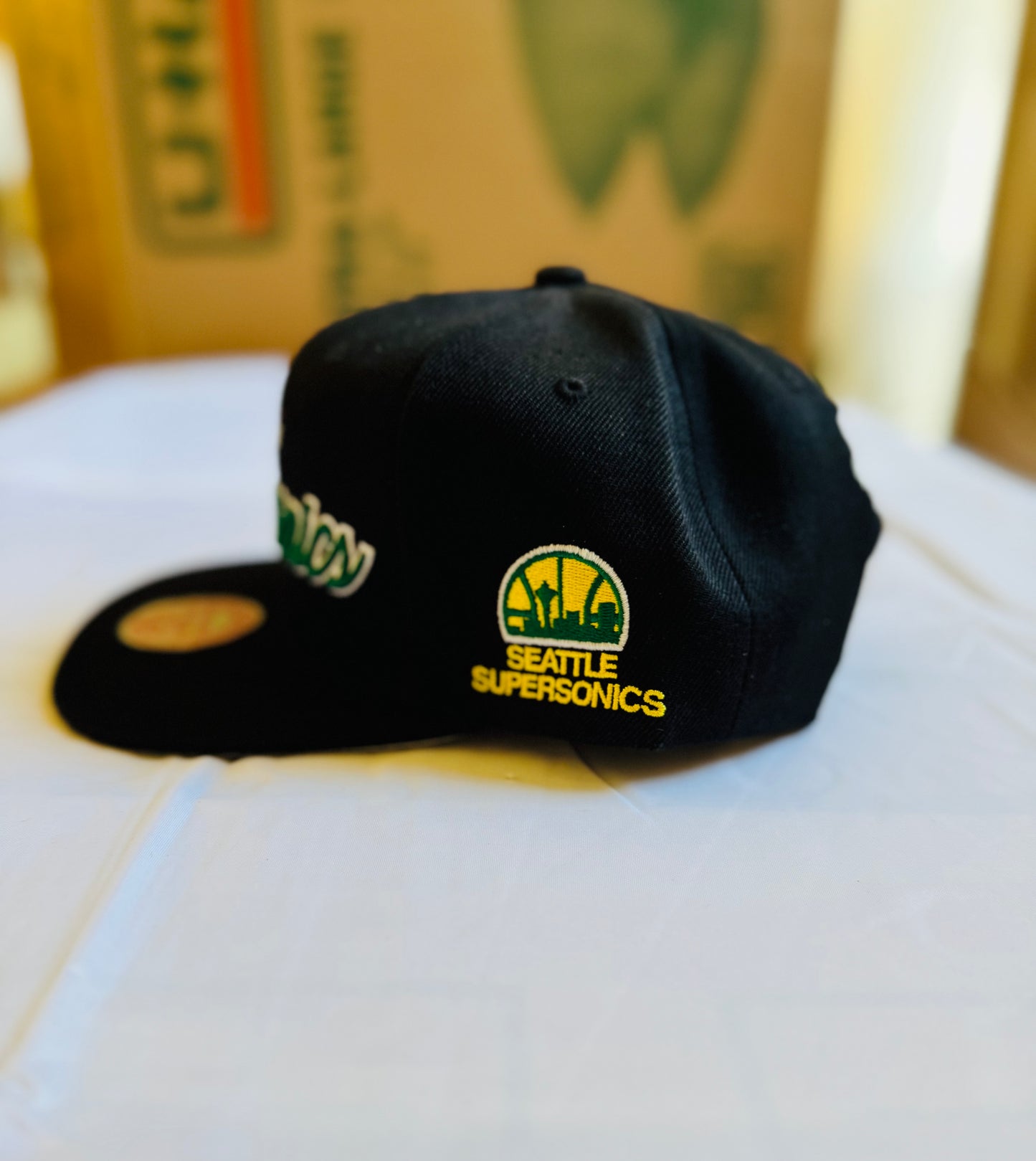 M&N Seattle Supersonics Glow Script Snapback Hat