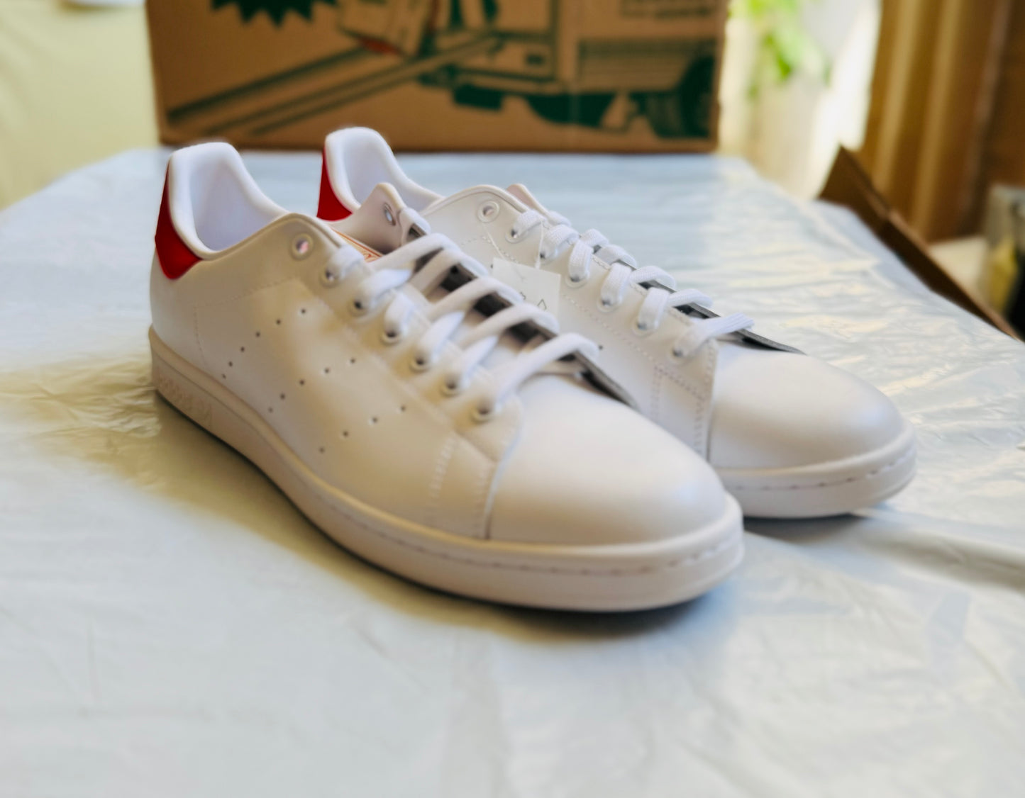 Stan Smith White/Collegiate Red Mens-Adidas