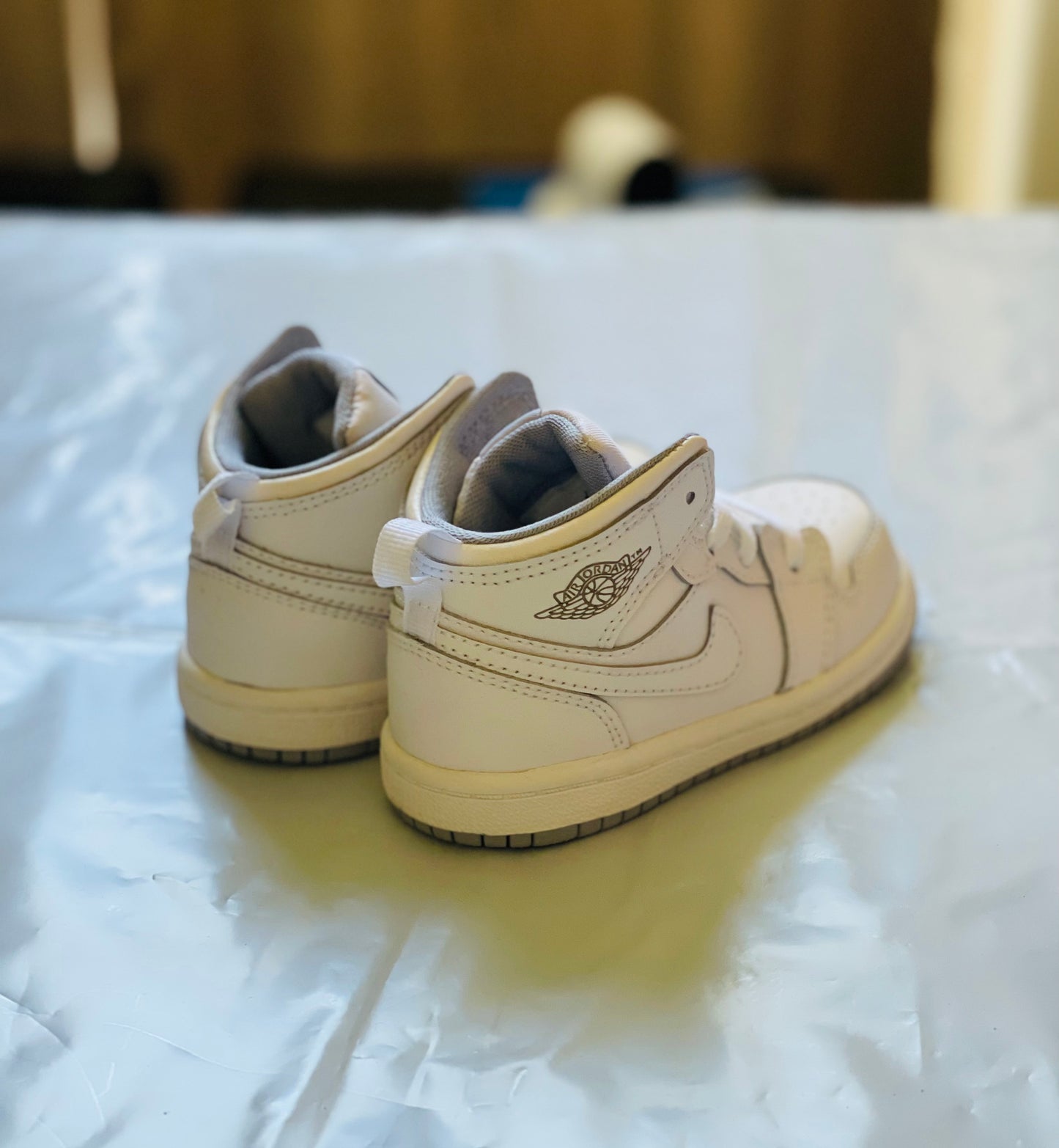 Jordan 1 Mid Toddlers White/Wolf Grey