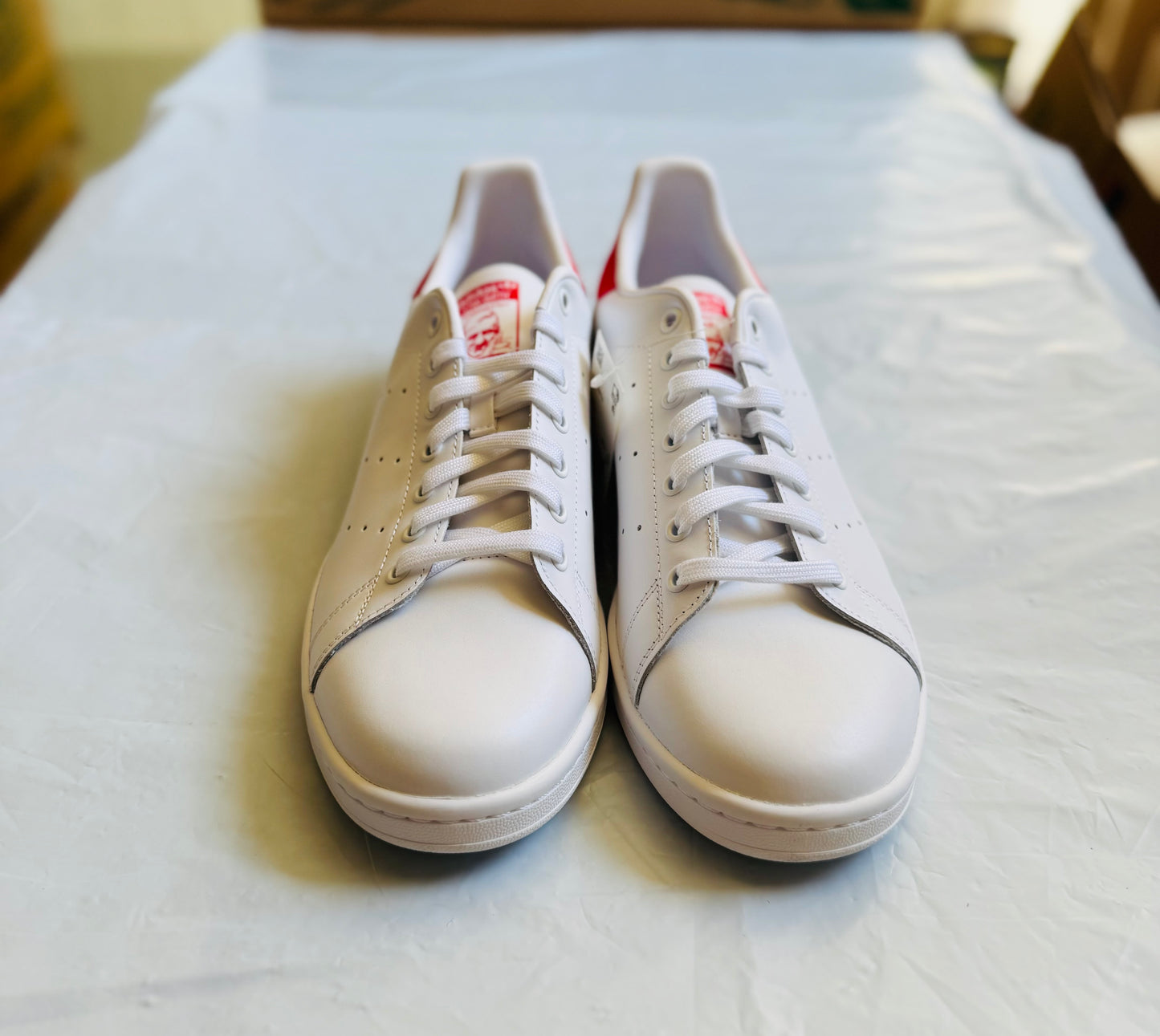 Stan Smith White/Collegiate Red Mens-Adidas