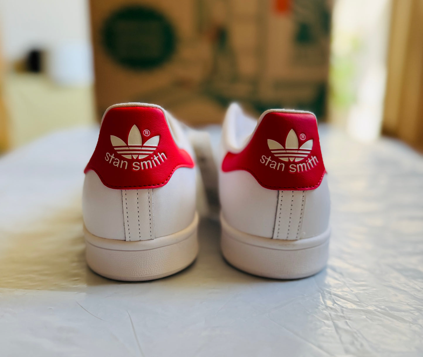 Stan Smith White/Collegiate Red Mens-Adidas