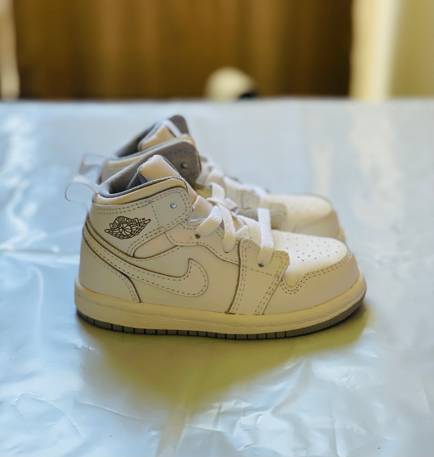 Jordan 1 Mid Toddlers White/Wolf Grey