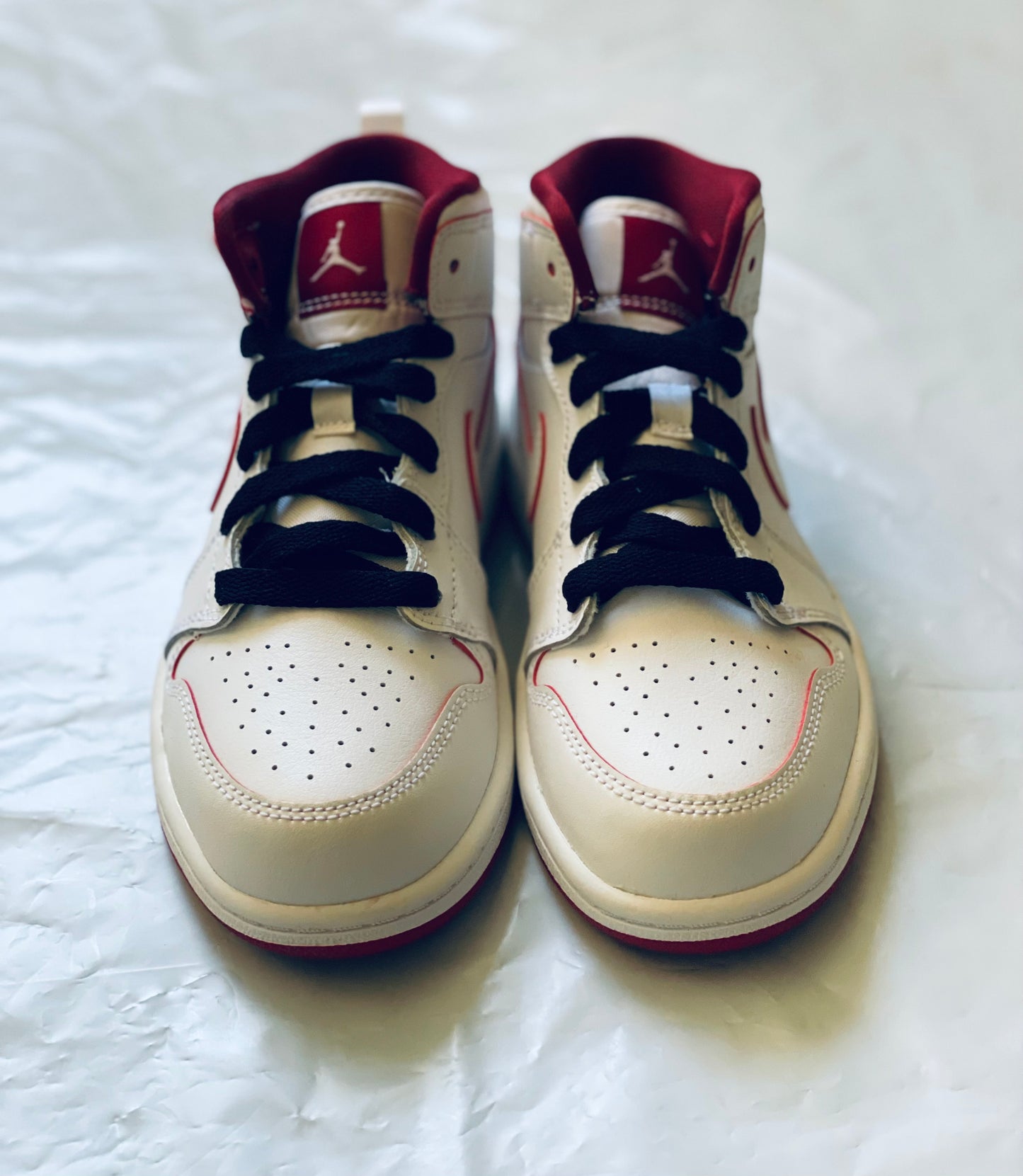 Jordan 1 Mid Kids wht/gym red-blk