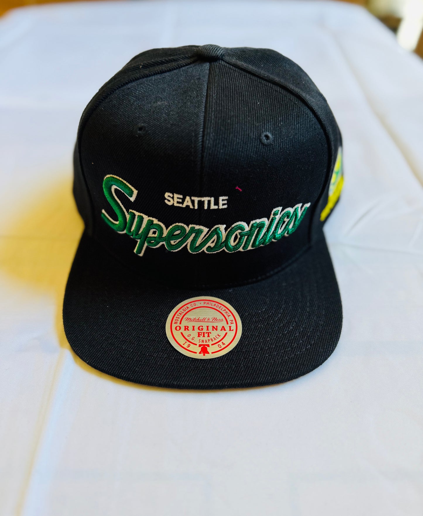 M&N Seattle Supersonics Glow Script Snapback Hat