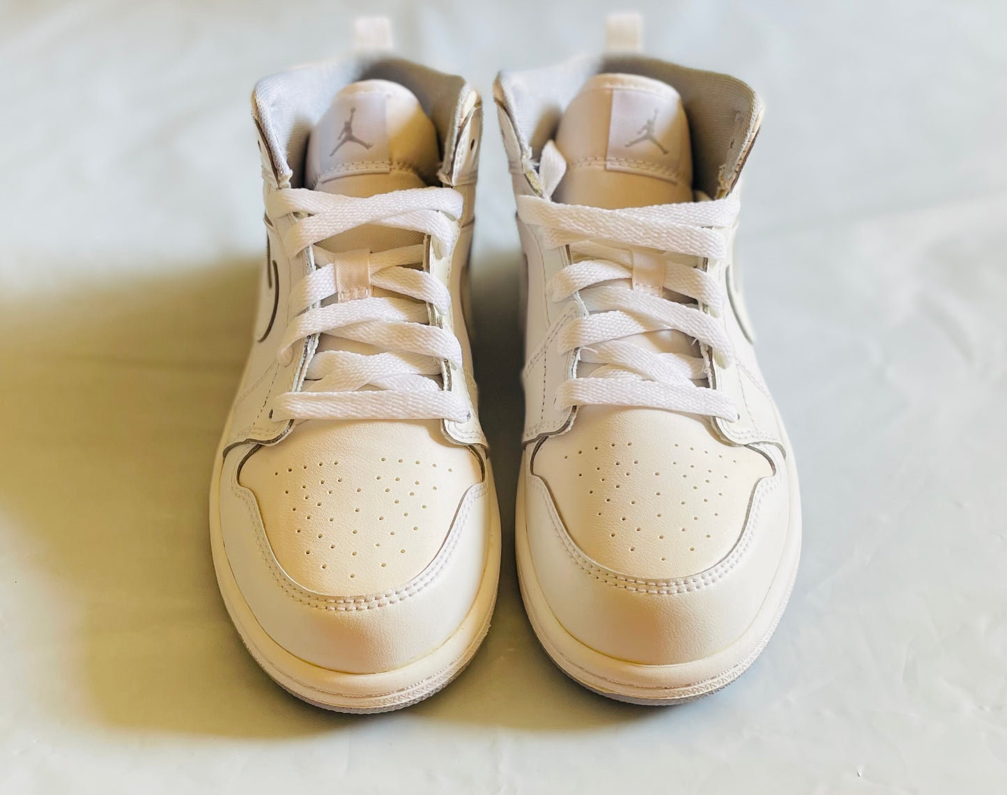 Jordan 1 Mid Kids White/Wolf Grey