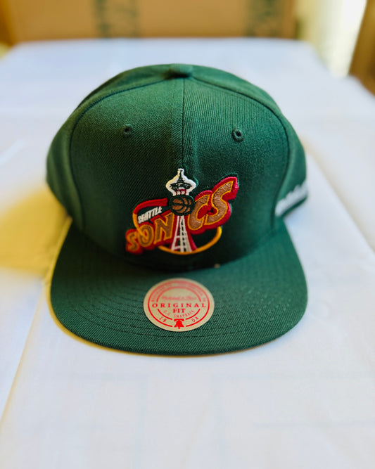 M&N Seattle Sonics Snapback English Dropback Hat