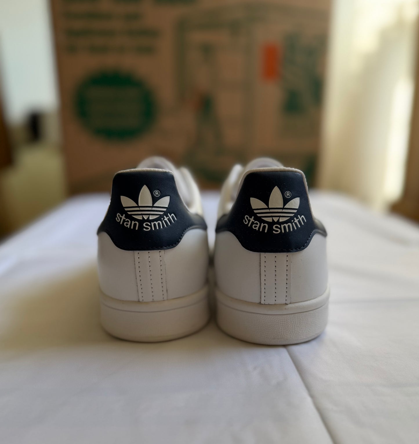 Stan Smith White/Navy Mens-Adidas