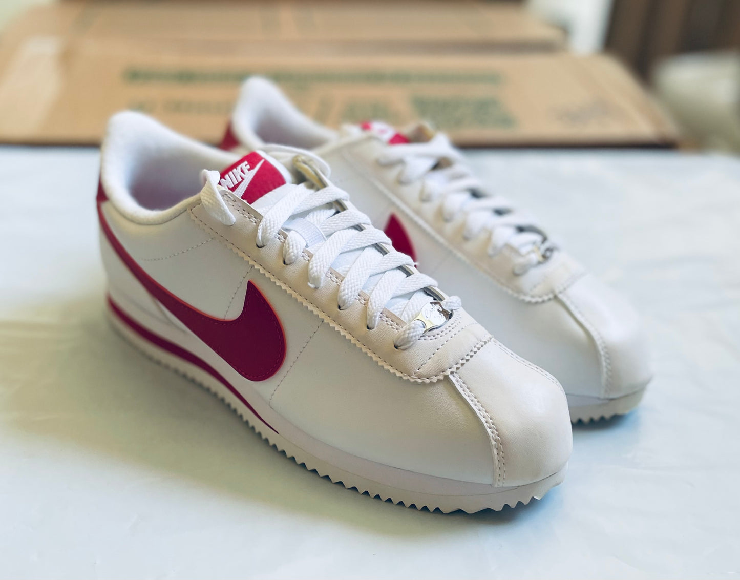 Cortez Basic Lea wht/gym red