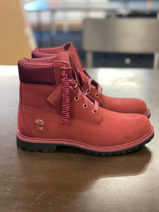 6in Premium Boot Burgundy Satin Womens