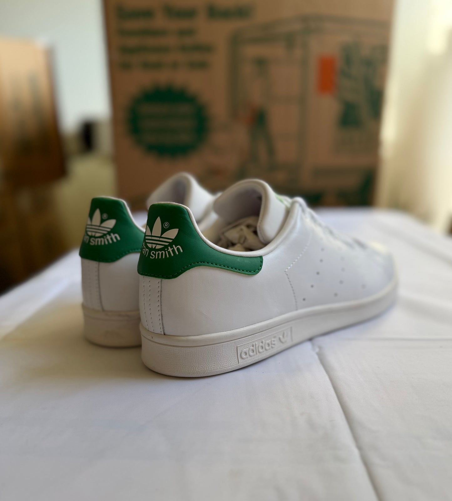 Stan Smith White w Green Mens-Adidas