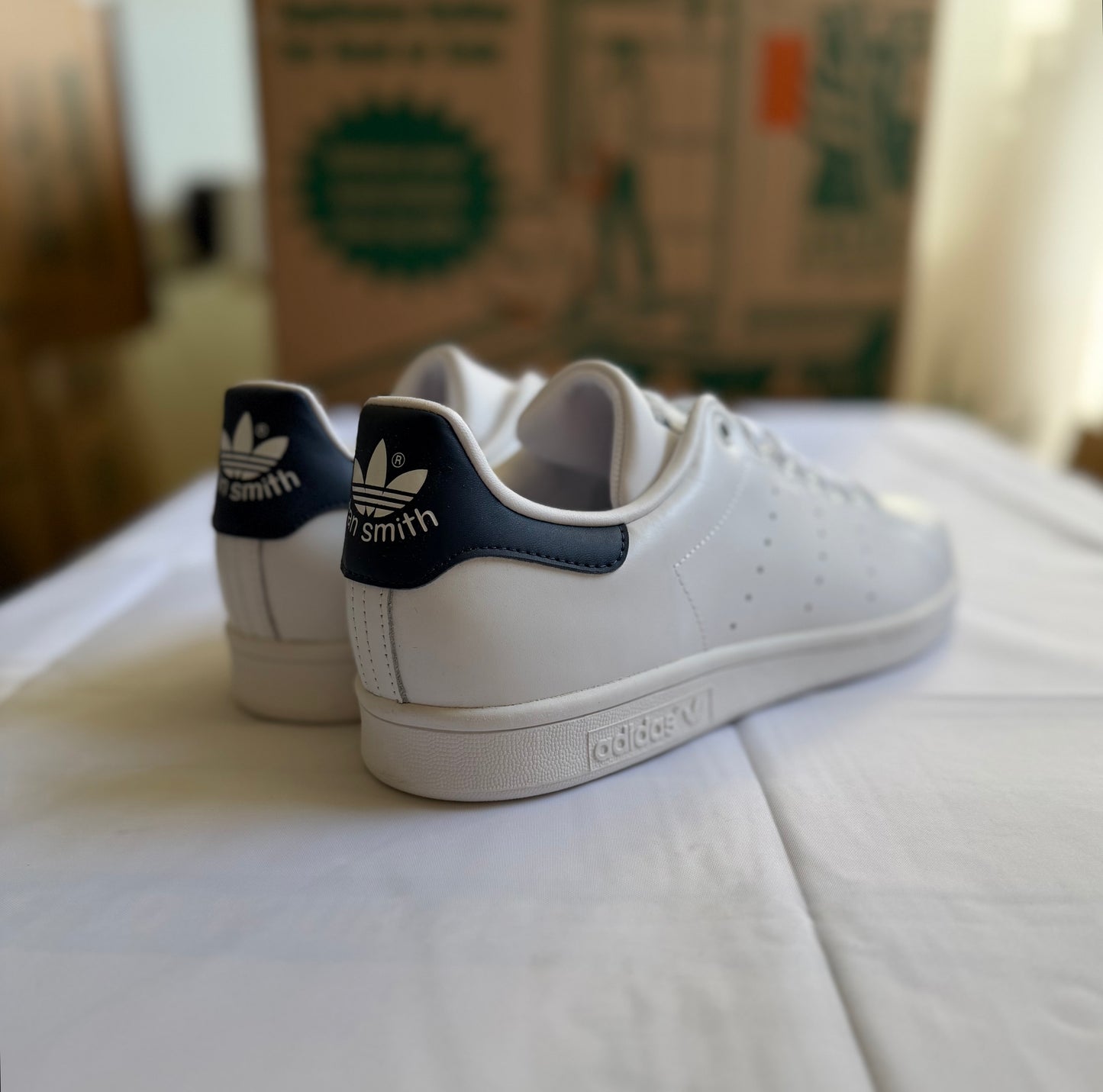 Stan Smith White/Navy Mens-Adidas