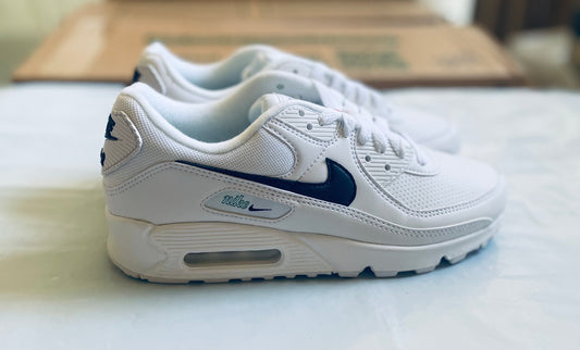 Womens Nike Air Max 90 white/thunder blue-green noise