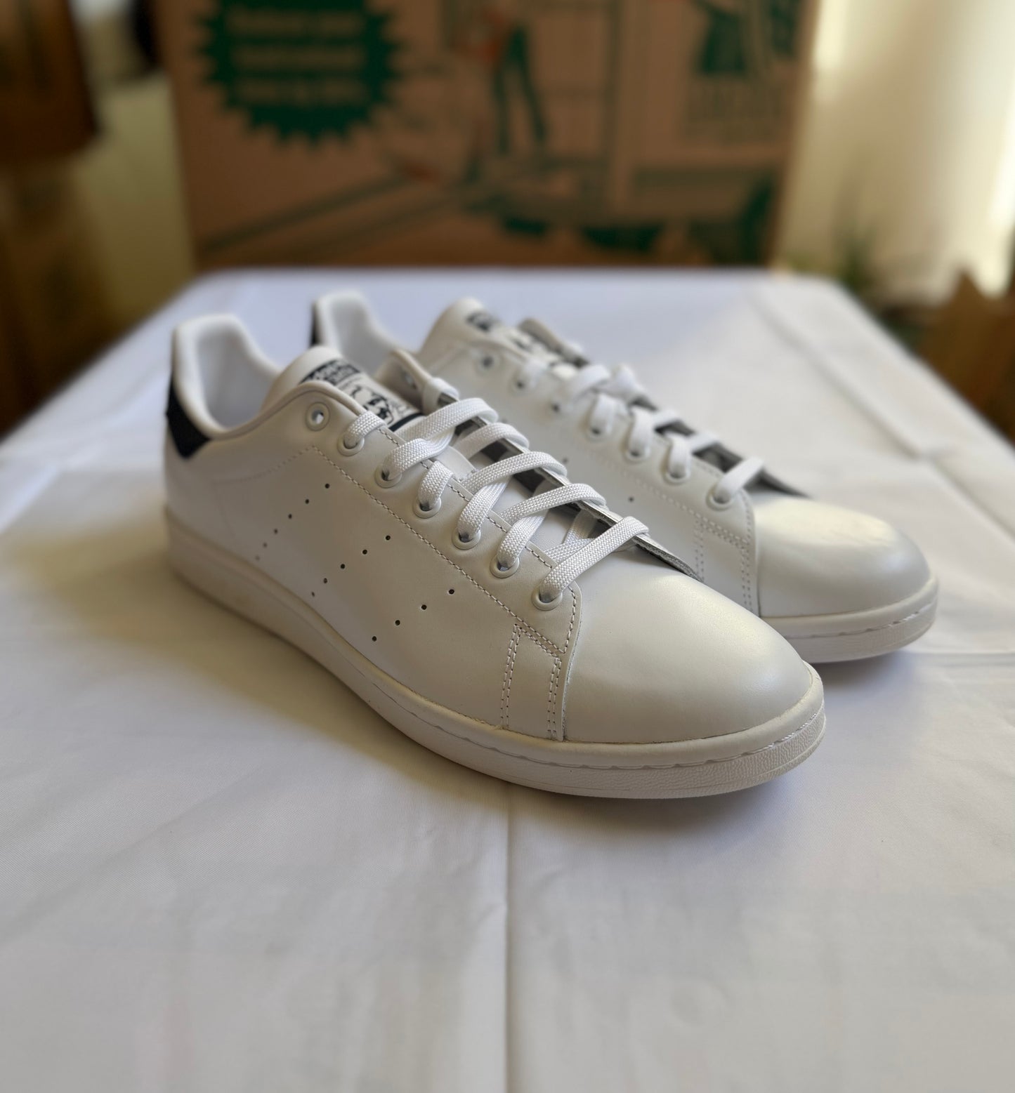 Stan Smith White/Navy Mens-Adidas