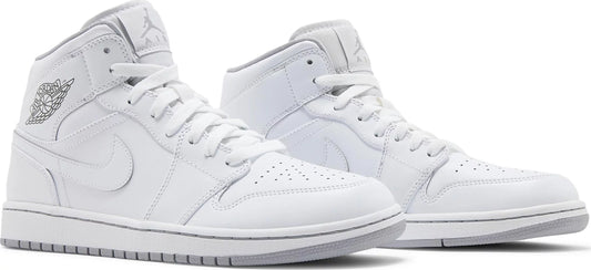 Jordan 1 Mid Mens wht/wht-wolf grey