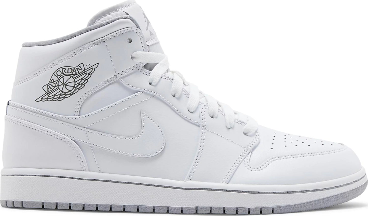 Jordan 1 Mid Mens wht/wht-wolf grey