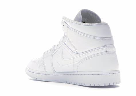 Jordan 1 Mid Mens wht/pure platinum-wht