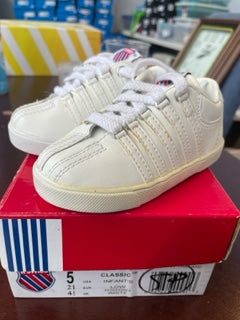 MARKED DOWN Toddlers All White Classic KSwiss Size 5