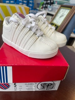 MARKED DOWN Toddlers All White Classic KSwiss Size 5