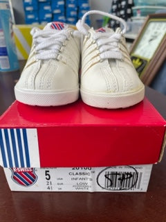 MARKED DOWN Toddlers All White Classic KSwiss Size 5