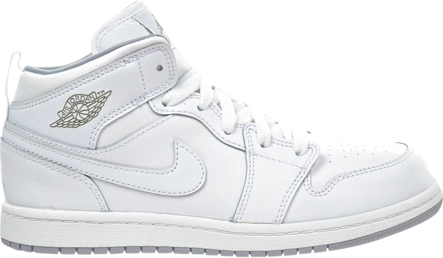 Jordan 1 Mid Kids White/Wolf Grey