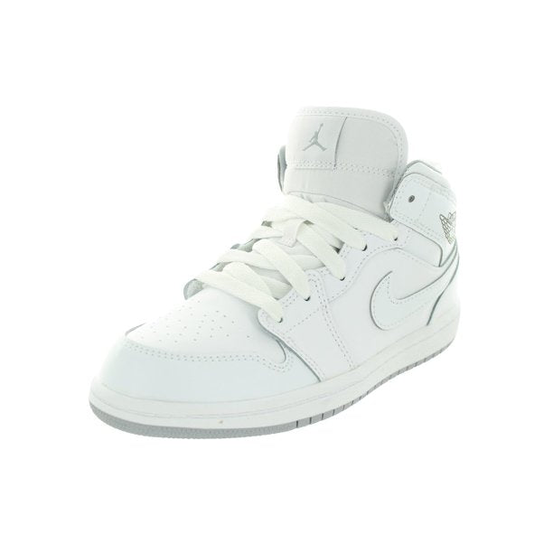 Jordan 1 Mid Kids White/Wolf Grey