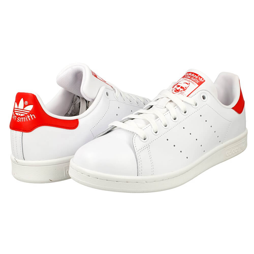 Stan Smith White/Collegiate Red Mens-Adidas