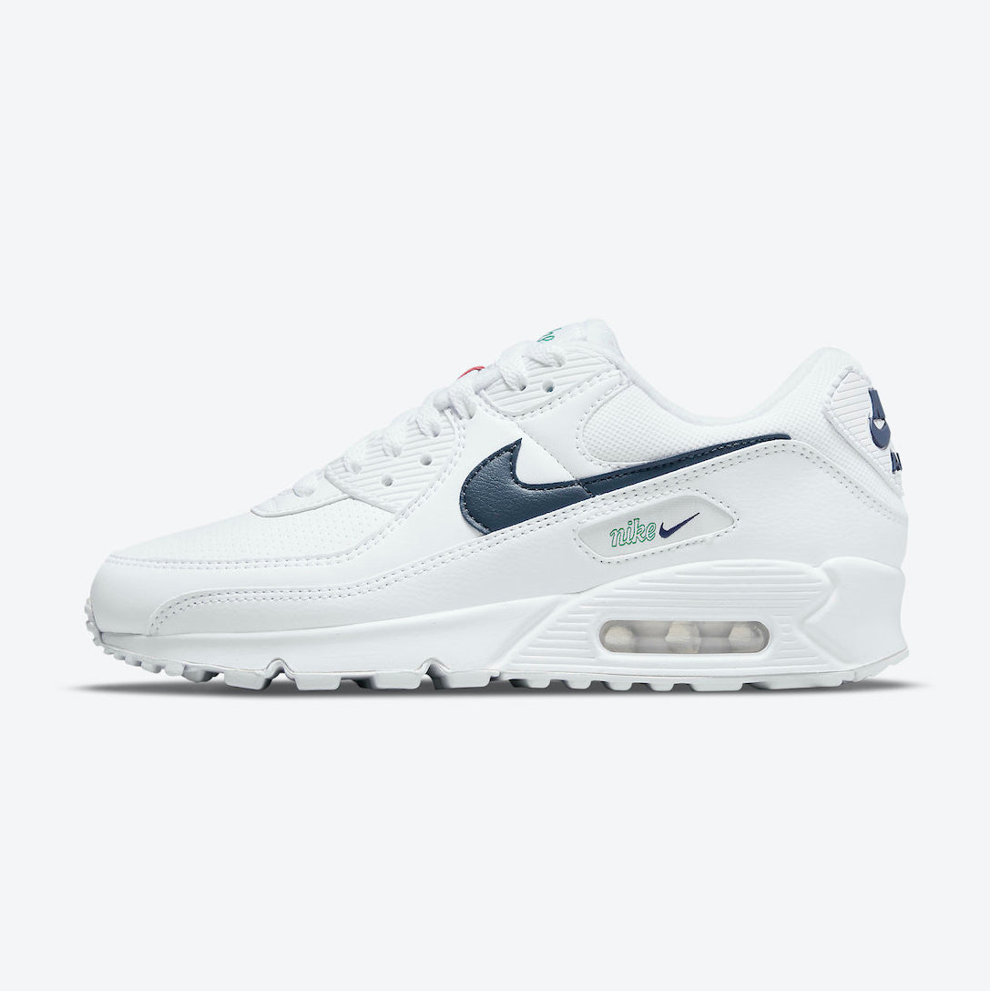 Womens Nike Air Max 90 white/thunder blue-green noise